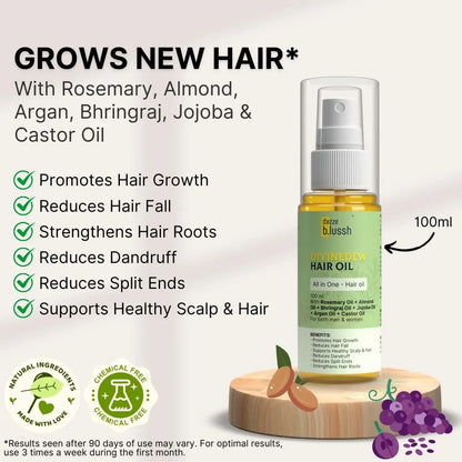 DivineDew Organic Hair Growth Oil - Reduces Hair Fall, Dandruff & Promotes Hair Growth
